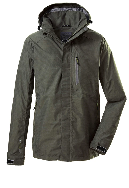 Killtec Carleb Men's Functional Jacket with Removable Hood Outdoor Jacket with Hydrostatic Head 10,000 mm - Men's Jacket is 100% Waterproof