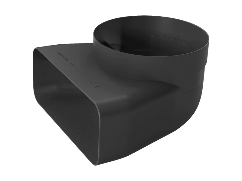 Neff Z861SI1 / Extractor Fan Installation Accessories/Round Flat Connection with Integrated 90 Degree Elbow for Vertical Round Air Outlet/Colour: Black