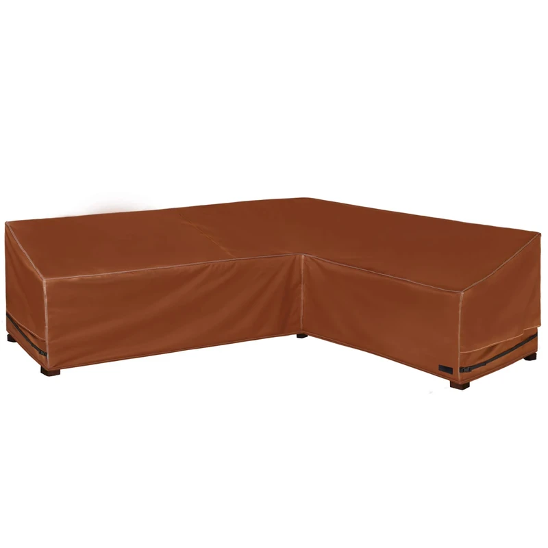 NettyPro Patio Sectional Cover 104" x 83", L-Shaped Waterproof 600D Heavy Duty Outdoor Furniture Sofa Lounge Set Cover, Right Facing, Brown