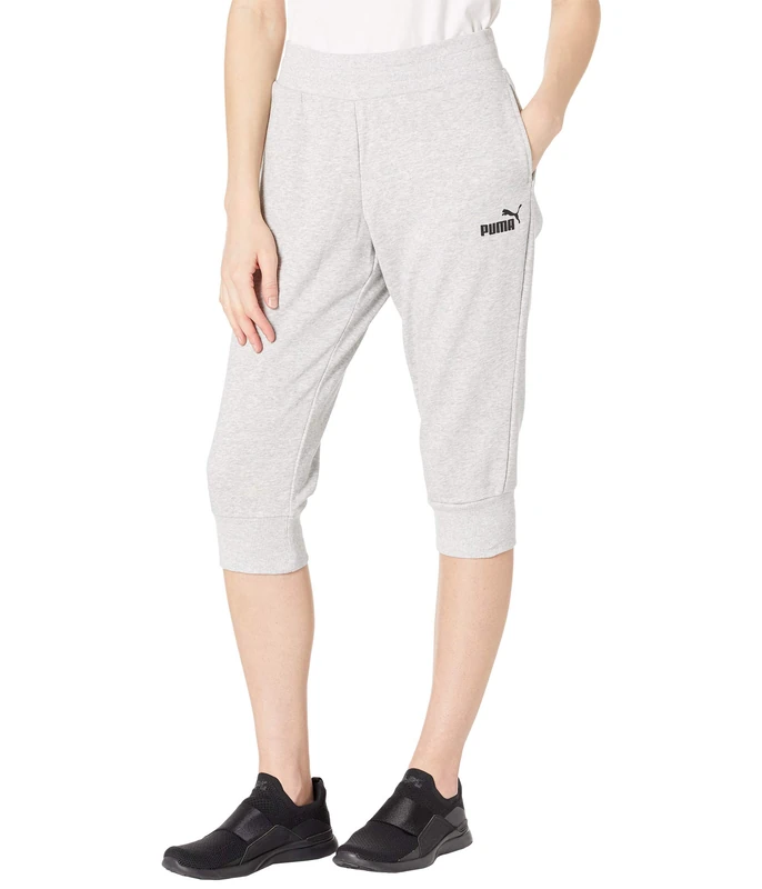 PUMA Women's Essentials French Terry Capri Sweatpants, Light Gray Heather, S