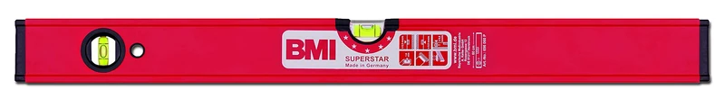 BMI Superstar 696080P Aluminium Profile Spirit Level 80 cm Long Powder-Coated Surface Edgeless Horizontal Level High Measuring Accuracy 0.5 mm/m with Rubber End Caps