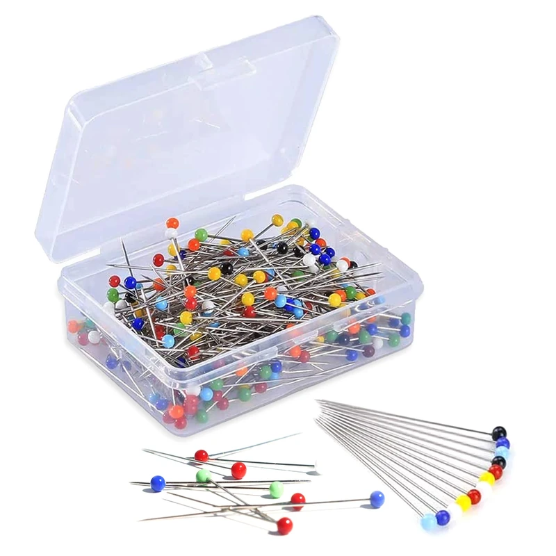 MINTHE™ Sewing Pins - 100 Pack, Coloured Heads, Dressmaking & Quilting Pins