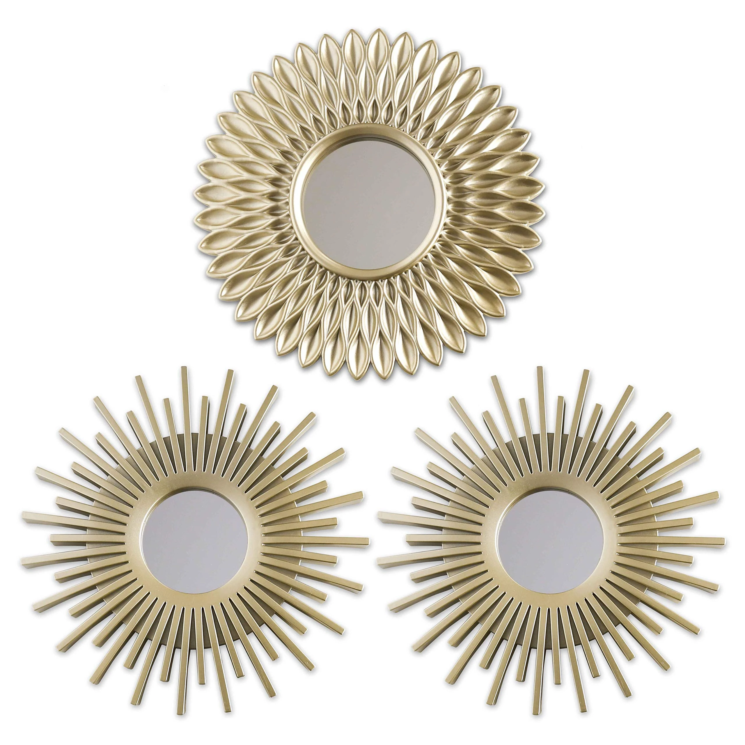 BONNYCO Wall Mirrors Pack of 3, Round Gold Mirrors for Living Room, Home Decor and Bedroom. Hanging Wall Decoration Hallway, Small Shabby Chic Home Accessories Mounted. Gifts for Women and Mums