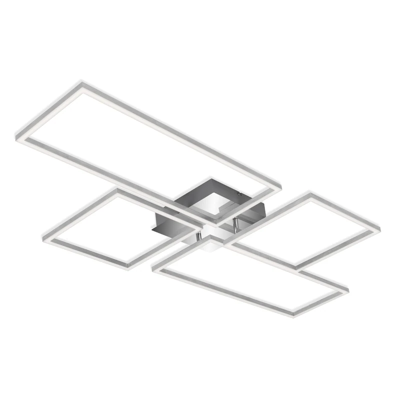 Briloner Leuchten - 3170-018 LED Ceiling Light Dimmable with Remote Control, Colour Temperature Control, Night Light Function, Timer, 54 Watt, 5,500 Lumen, Chrome Aluminium, 1100 x 540 x 98 mm (L x W x H)
