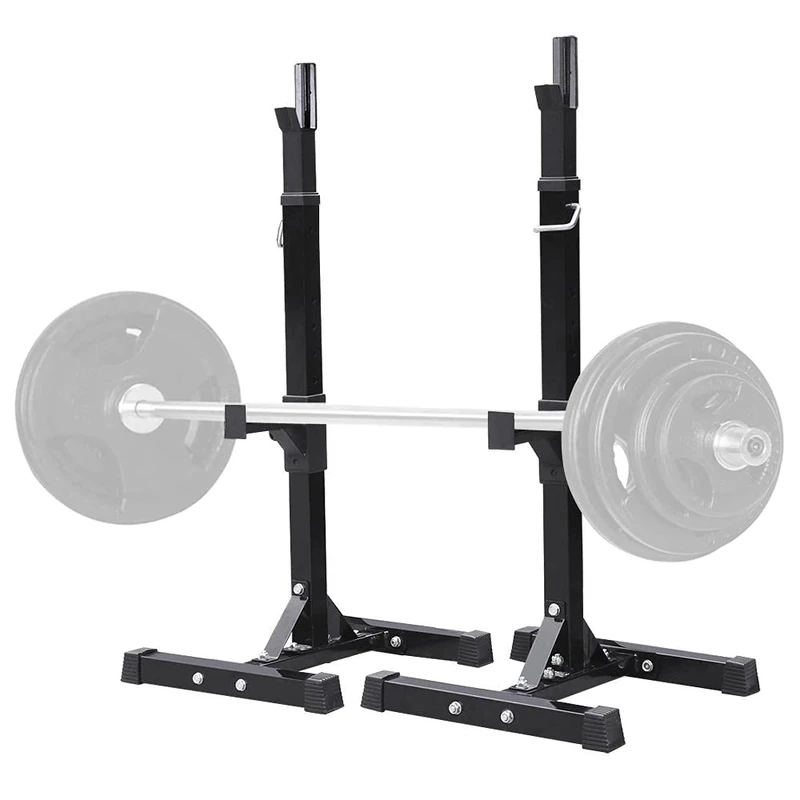 Yaheetech Heavy Duty Squat Stand Rack Height-Adjustable Olympic Barbell Racks Fitness Weight Lifting Racks Black