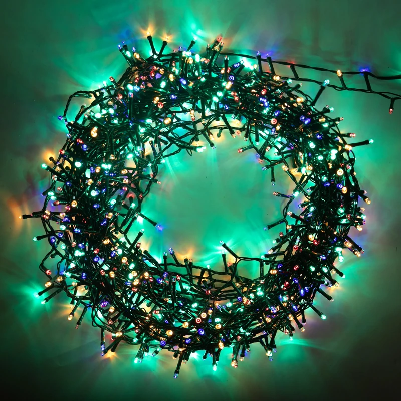 SHATCHI 2000LEDs Christmas Tree Compact Cluster Fairy Lights Multifunction 8 Light Modes, Timer Green Cable Indoor/Outdoor Low Voltage Holiday Home Decorations