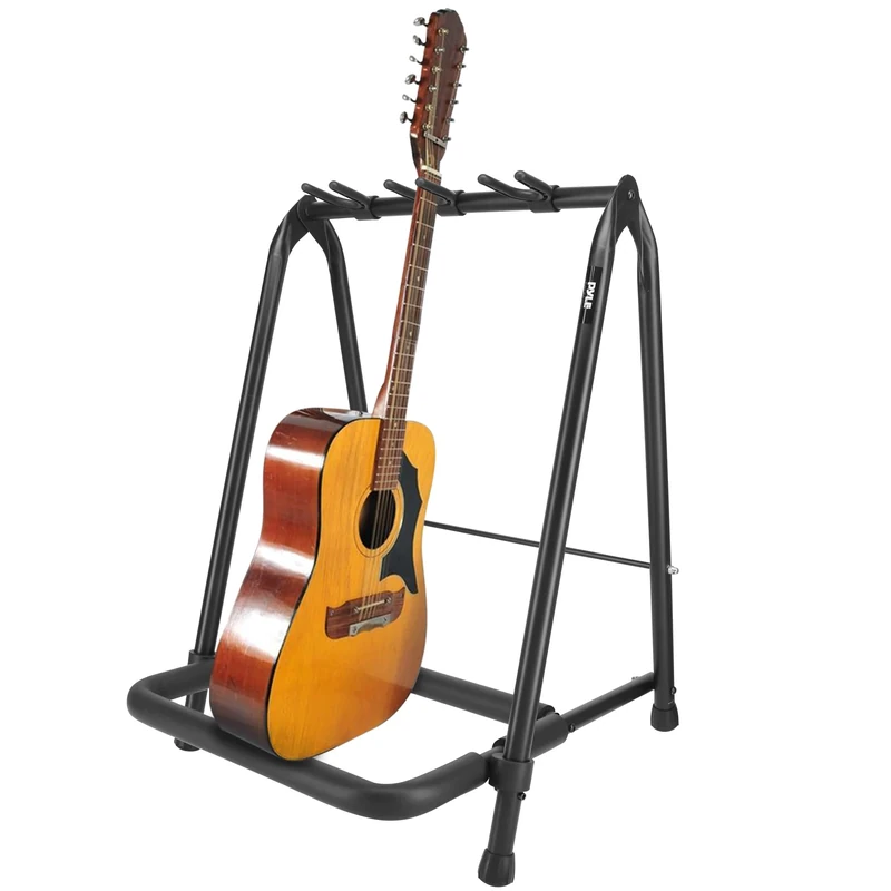 Pyle Foldable Universal Multi 3 Stand Portable Collapsible Instrument Floor Guitar Rack Holder w/Foam Padding-for Acoustic, Electric, Bass Guitar & Guitar Bag/Case PGST33