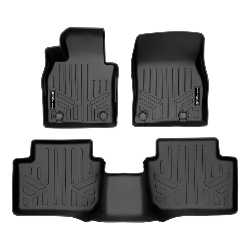 SMARTLINER Custom Fit All Weather 2 Row Black Floor Mat Liners Set for 2020-2021 Mazda CX-30 (AWD Only)