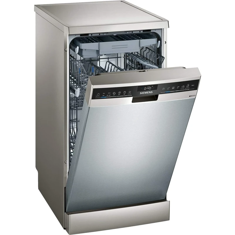 Siemens iQ300 SR23EI28ME Freestanding Dishwasher with 10 place settings, Home Connect, varioSpeed Plus, Favourite Button, varioFlex rack & varioDrawer, 45cm, Stainless Steel