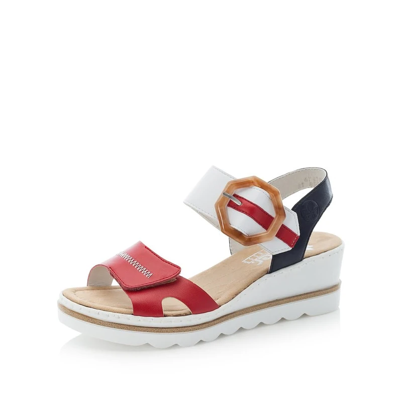 Rieker Women Sandals 67476, Ladies Strappy Sandals,Summer Shoe,Summer Sandal,Comfortable,Flat,Red (Rot Kombi / 33),36 EU / 3.5 UK