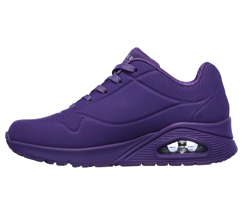Skechers Women's Uno Stand on Air Sneaker, Purple Durabuck Mesh, 2.5 UK