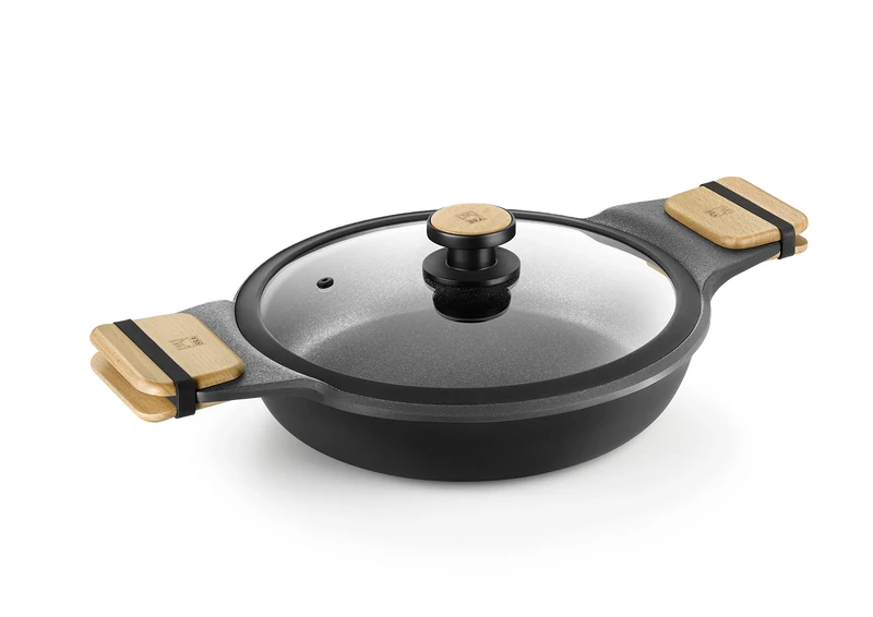 BRA A790532 Market Chrome Pan 36 cm Cast Aluminium Ultra Reinforced PFOA-Free Non-Stick Coating Suitable for All Hobs and Induction Black Aluminium