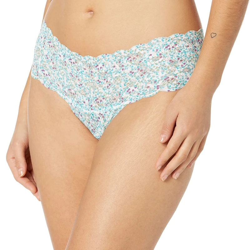 Cosabella Women's Say Never Printed Cutie Low Rise Thong, Floral Blu Vene, M-L