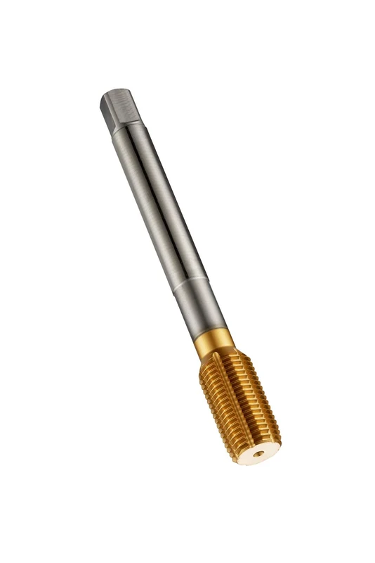 Dormer E2865/16 Series E286 HSS-E Flute less Machine Tap with Lubrication Grooves, UNF with Tin Coating, DIN Standard, 5/16"-24 Thread, 7.938 mm Cutting Diameter, 90 mm Length
