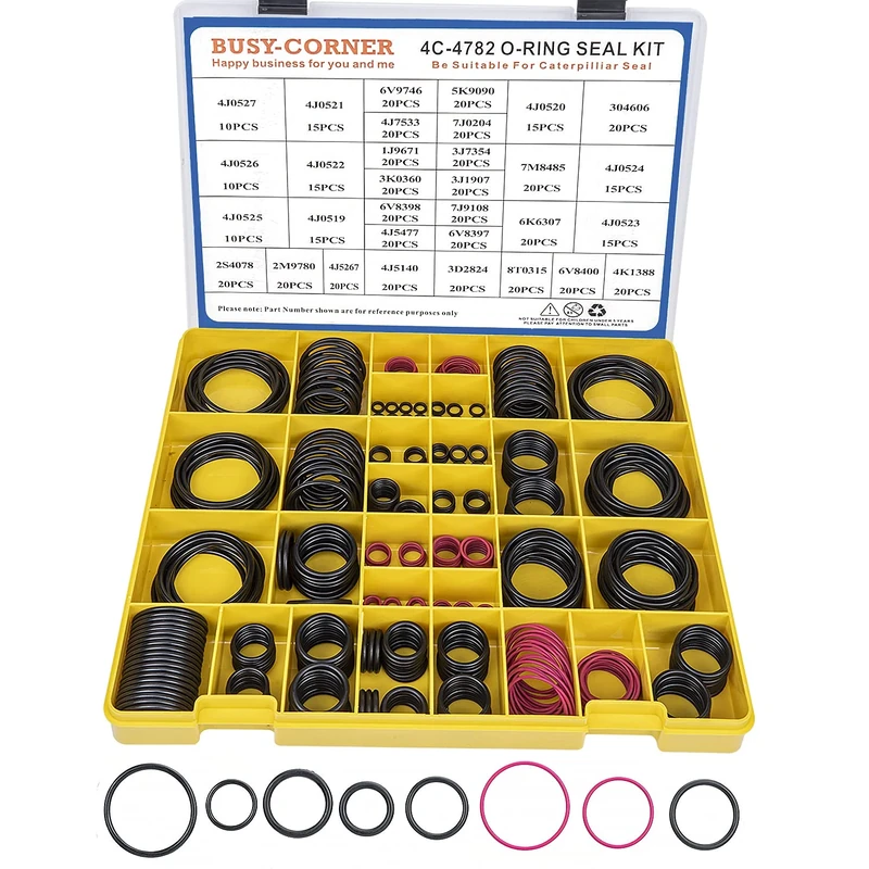 Busy-Corner 4C-4782 Seal O-Ring Kit,Nitrile 90 Durometer,580pcs,Hydraulic Hose Fitting Orings, Fits CAT Caterpiller Excavator 2701528 4C4782 Replacement