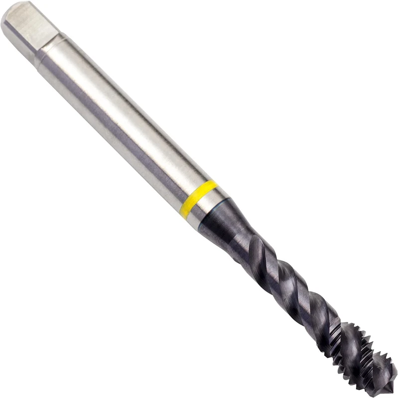 Dormer E412M10 Series E412 HSS-E-PM Spiral Flute Yellow Shark Line Machine Tap Metric with TiAlN-Top Coating, DIN Standard, M10 x 1.50 mm Thread, 100 mm Length