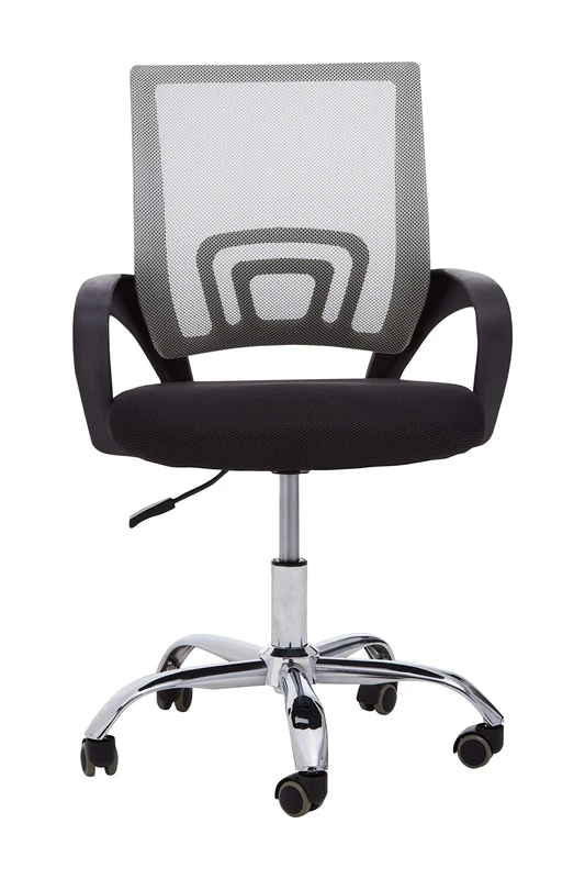 Premier Housewares Home Office Chair with Black Armrest, Comfy Desk Chairs, Grey/Black - w62 x d55 x h95cm