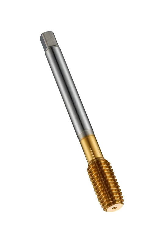 Dormer E2877/16 Series E287 HSS-E Flute less Machine Tap with Lubrication Grooves, UNC with Tin Coating, DIN Standard, 7/16"-14 Thread, 11.112 mm Cutting Diameter, 100 mm Length