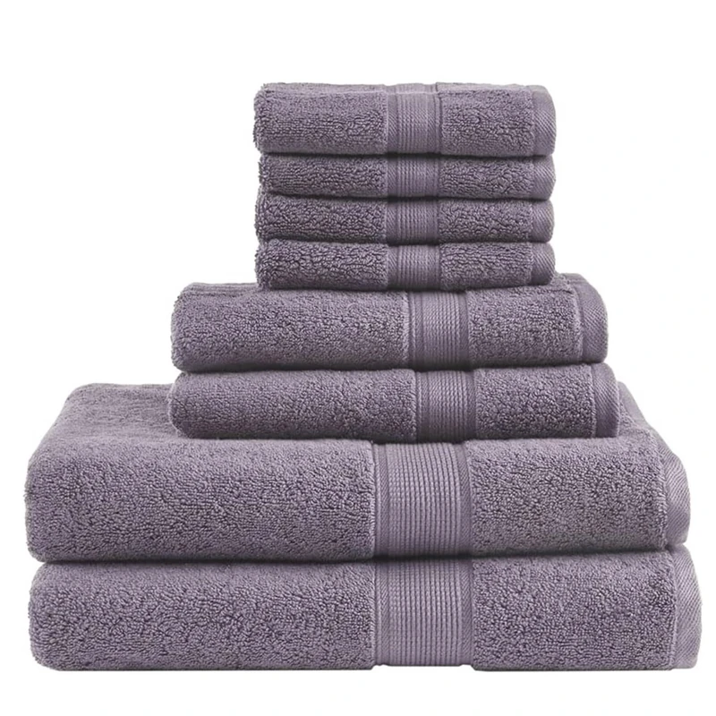 Madison Park SIGNATURE 800GSM 100% Cotton Luxurious Bath Towel Set Highly Absorbent, Quick Dry, Hotel & Spa Quality for Bathroom, 30 x 54, Light Purple 8 Piece