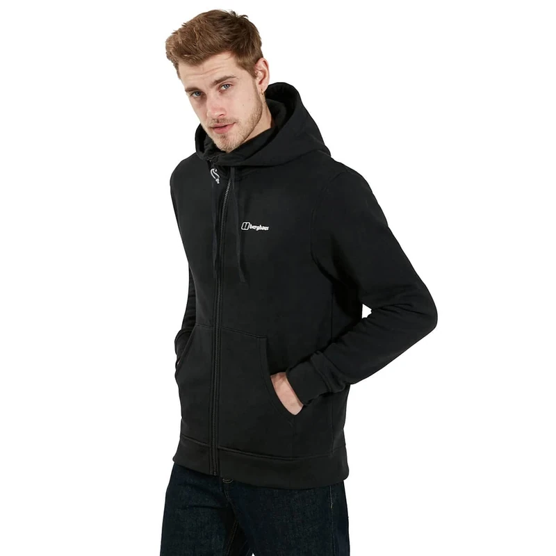 Berghaus Men's Logo Full Zip Hoodie | Added Warmth | Extra Comfortable, Black, XS