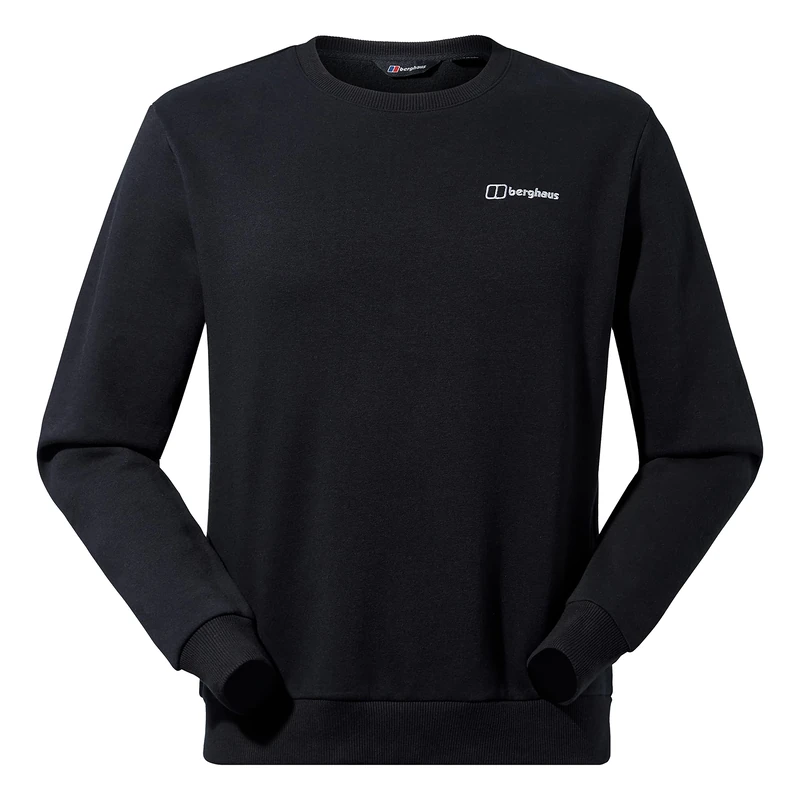 Berghaus Men's Logo Sweatshirt Crew Neck Jumper | Added Warmth | Extra Comfortable, Black/Black, XS