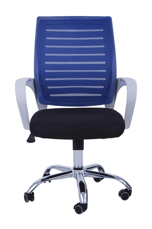 Premier Housewares Home Office Chair with Black Armrest, Comfy Desk Chairs, Blue/Black - w60 x d57 x h100cm