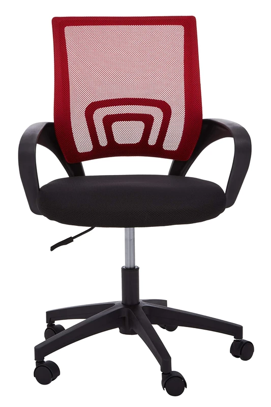 Premier Housewares Home Office Chair with Black Armrest, Comfy Desk Chairs, Red/Black - w62 x d55 x h95cm