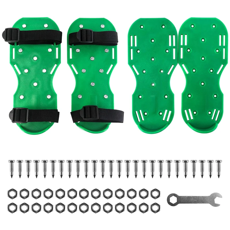 QWORK Spiked Shoes with 25mm Short Spikes Perfect for Epoxy Floors, Overlays, Cover Installation, Green (2 Pair) - Image 1