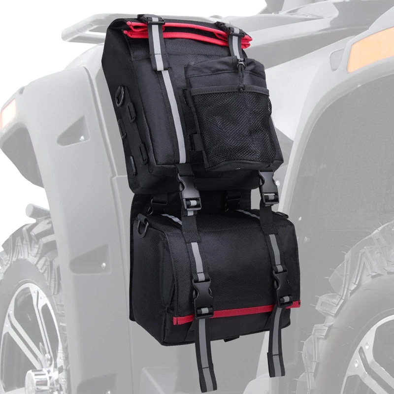 KEMIMOTO ATV Fender Bag, 130% Larger Waterproof Rear Storage Bags with Drink Holder, Detachable ATV Gear Bag Compatible with Polaris Sportsman Scrambler FourTrax Can Am Grizzly Cfmoto Kawasaki Yamaha