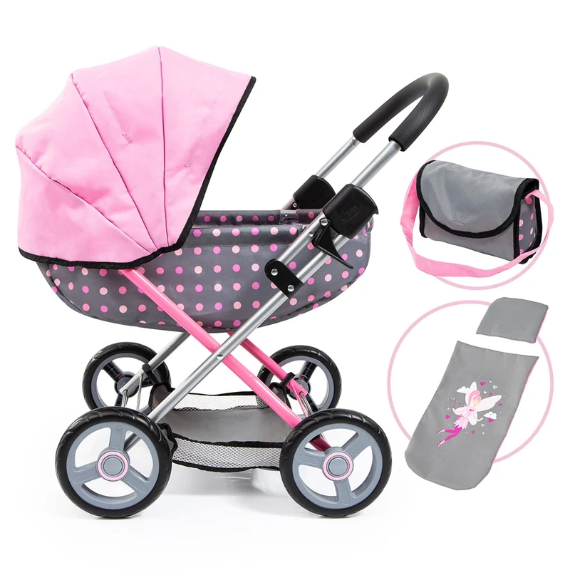 Bayer Design 12766AA Dolls Pram Cosy stroller, foldable, bag, blanket, pillow, modern