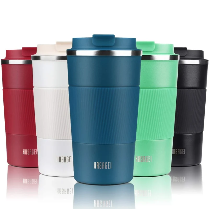 HASAGEI Travel Mug, Insulated Coffee Cup with Leakproof Lid - Vacuum Insulation Stainless Steel for Hot and Cold Water Coffee and Tea Blue 510ml
