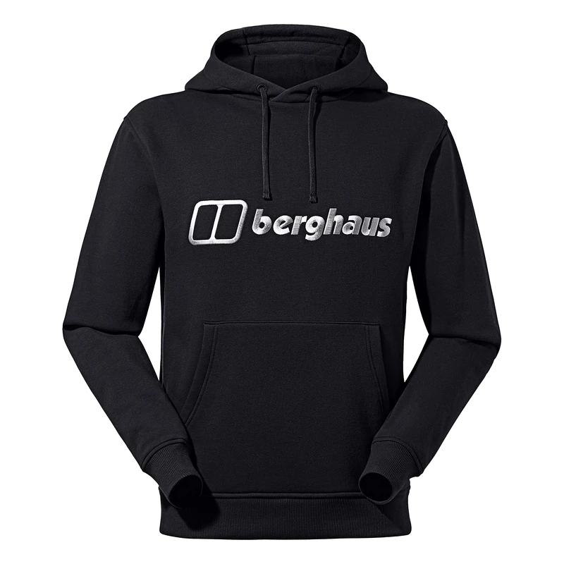 Berghaus Men's Logo Pullover Hoodie | Added Warmth | Extra Comfortable, Black/Black, M