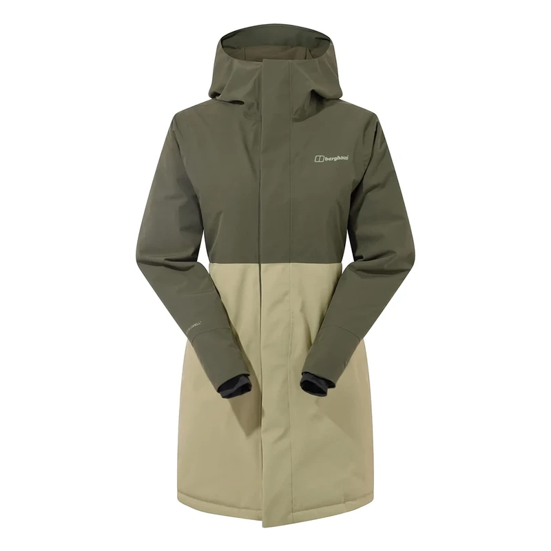 Berghaus Women's Hinderwick Insulated Waterproof Jacket | Durable | Breathable | Rain Coat, Deep Depths/Oil Green