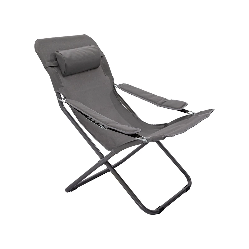 Homecall 30166 Folding Camping Chair with 2 x 1 Textilene and Adjustable Backrest - Grey, 93.0 cm*81.0 cm*65.0 cm