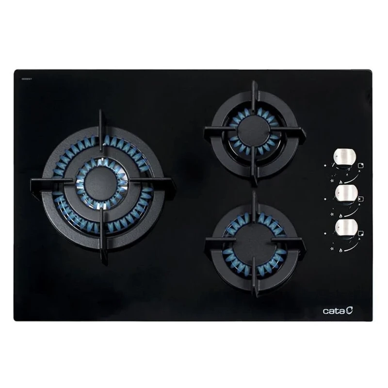 CATA Gas Cooktop, Black, 3 Burners, 6.25 kW, Electronic Ignition, Freestanding - Image 1