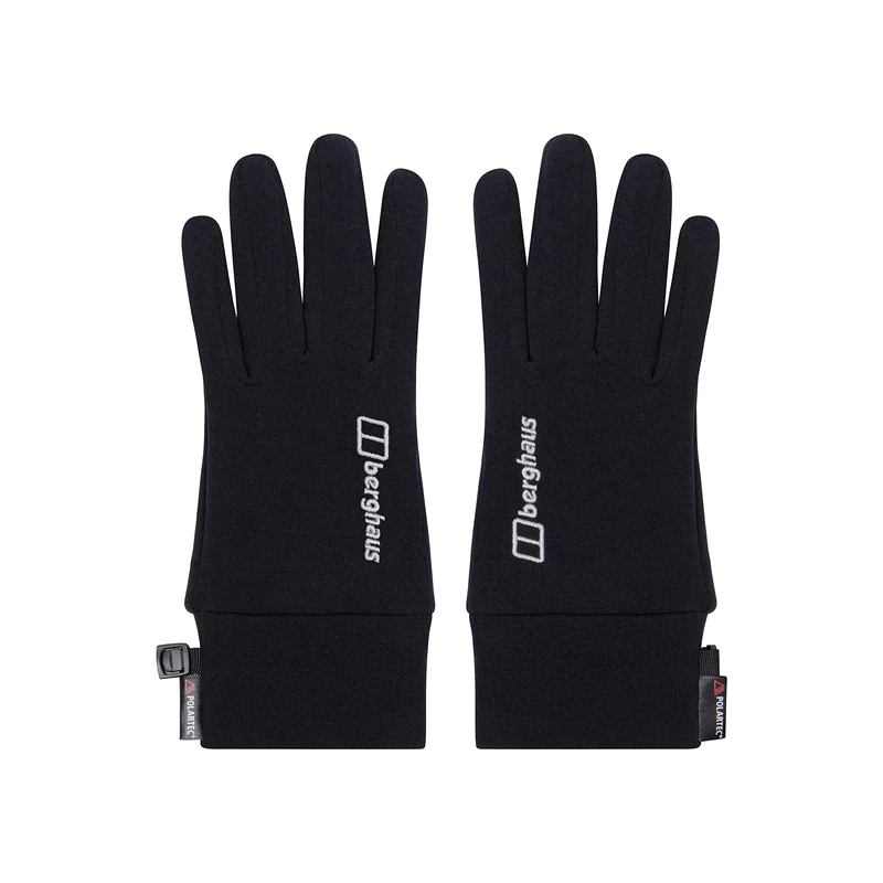 Berghaus Unisex Polartec Interact Warm Winter Gloves | Touchscreen Compatible | Silicone Grip Gloves, Black/Black, S-M