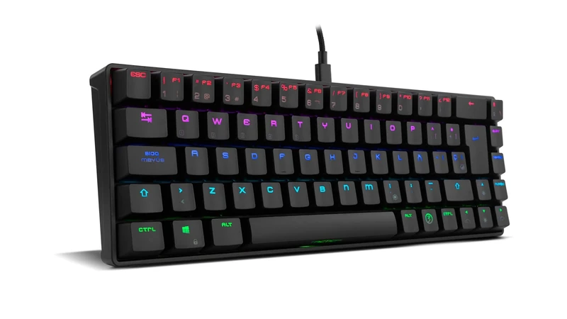 Ozone Gaming Gear Tactical Mini Gaming Keyboard -OZTACTICALSP- Mechanical Keyboard without Numeric Keyboard, Bluetooth, Outemu Red Switches, RGB LED Lighting, Silent, SP Layout, Black