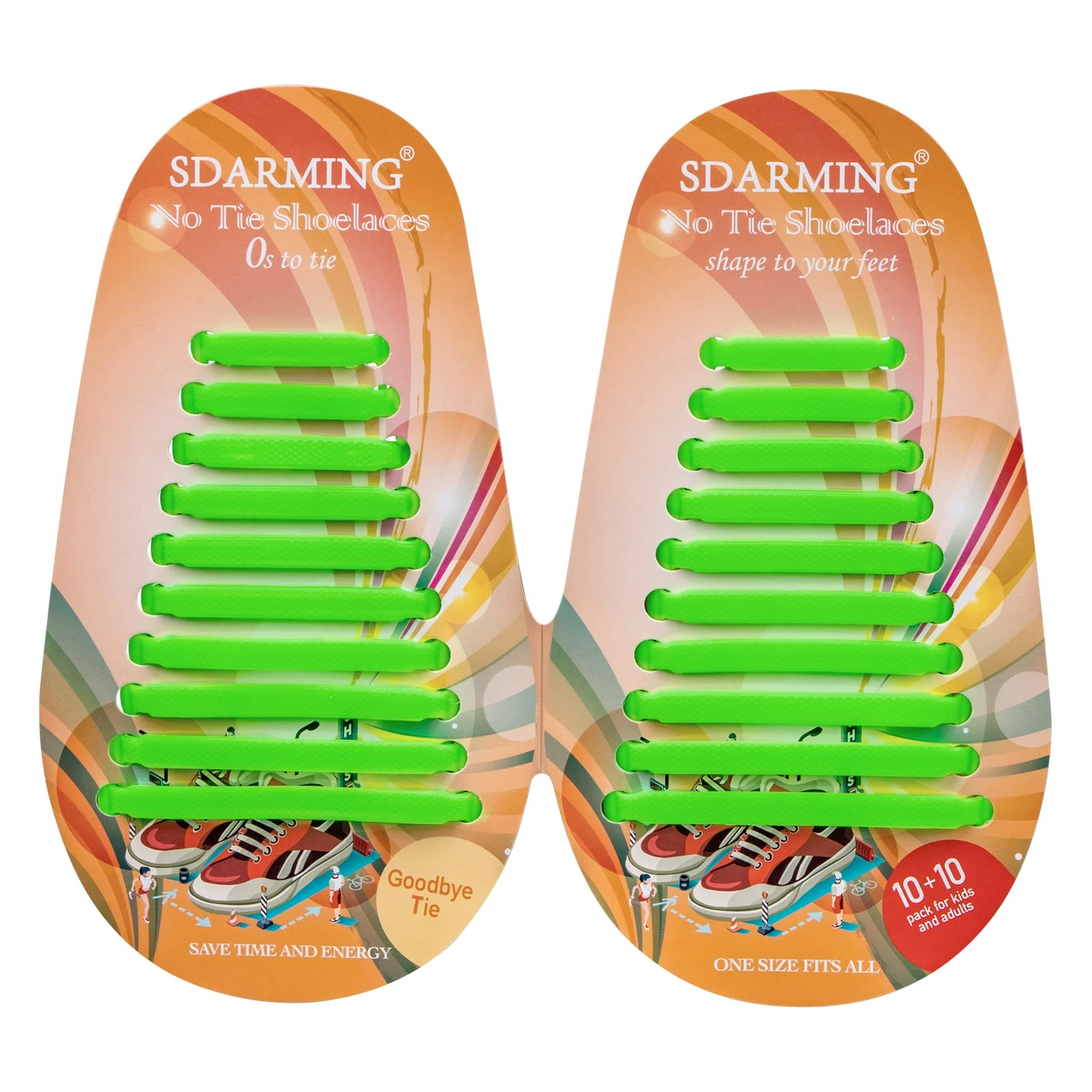 SDARMING Elastic Silicone Shoe Laces for Kids and Adults, Waterproof Tieless Running Laces (Green)