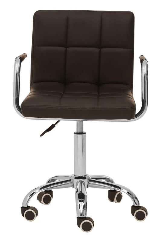 Premier Housewares Black Home Office Chair With Armrest And Square Detailing/ 5-Wheel Rolling Base/Adjustable Height/Nylon Seat/Lock Mechanism/Computer Chairs For Desk 48 x 99 x 52