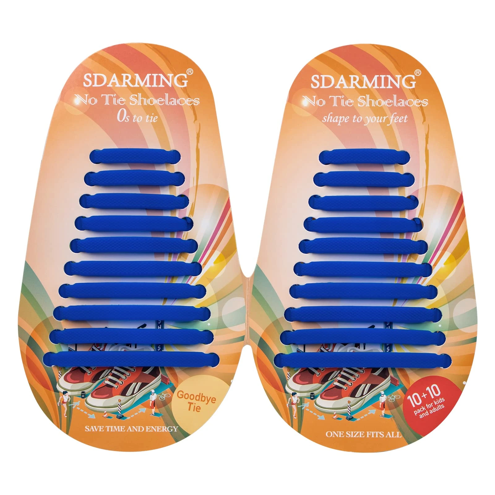 SDARMING No Tie Shoe Laces for Kids and Adults, Elastic Silicone Tieless Running Shoe Laces (Dark blue)
