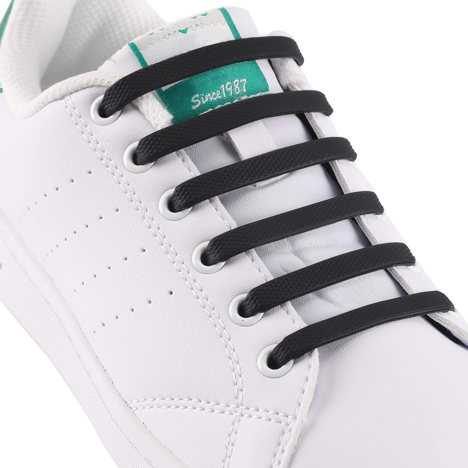 SDARMING No-Tie Shoe Laces for Kids & Adults - Elastic Silicone Waterproof Tieless Running Laces (Black)