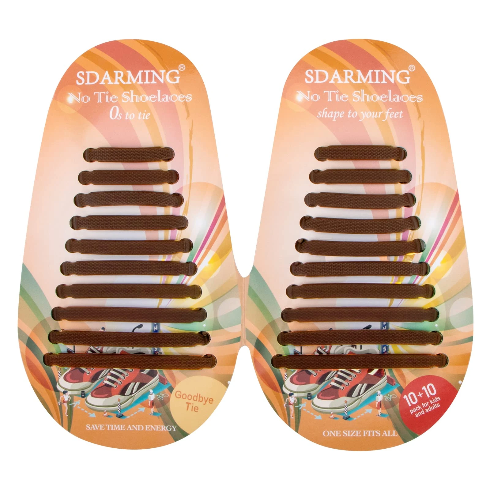 SDARMING No Tie Shoe Laces for Kids and Adults, Elastic Silicone Tieless Running Shoe Laces (Brown)