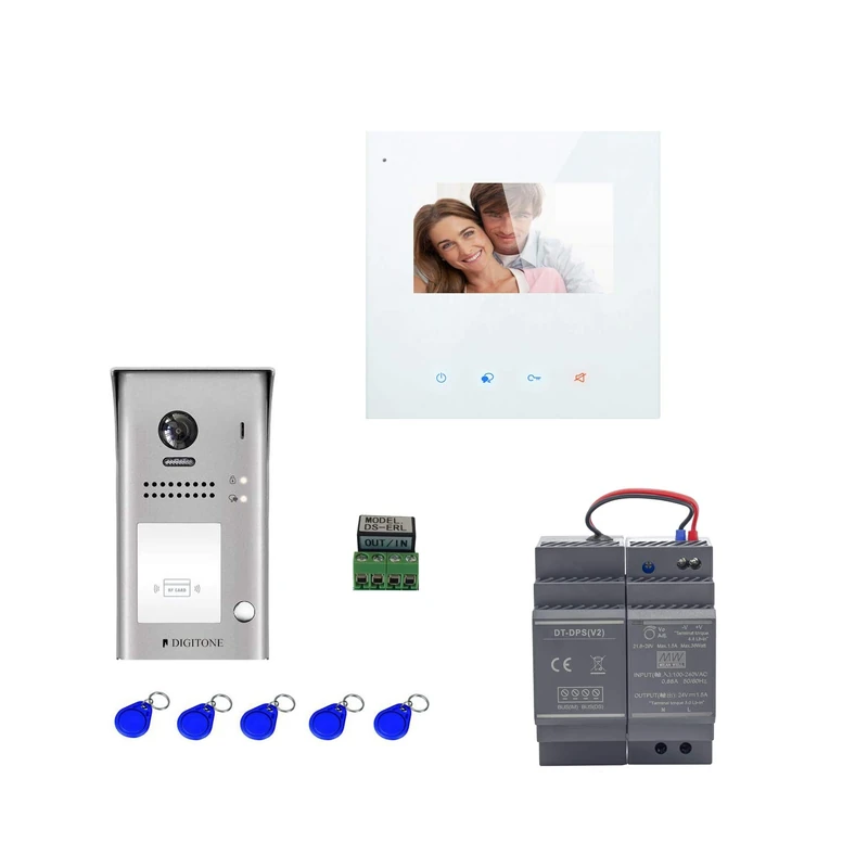 Digitone DIGI43BW Wifi Video Door Kit with Badge Reader and Colour Monitor 4.3 Inches