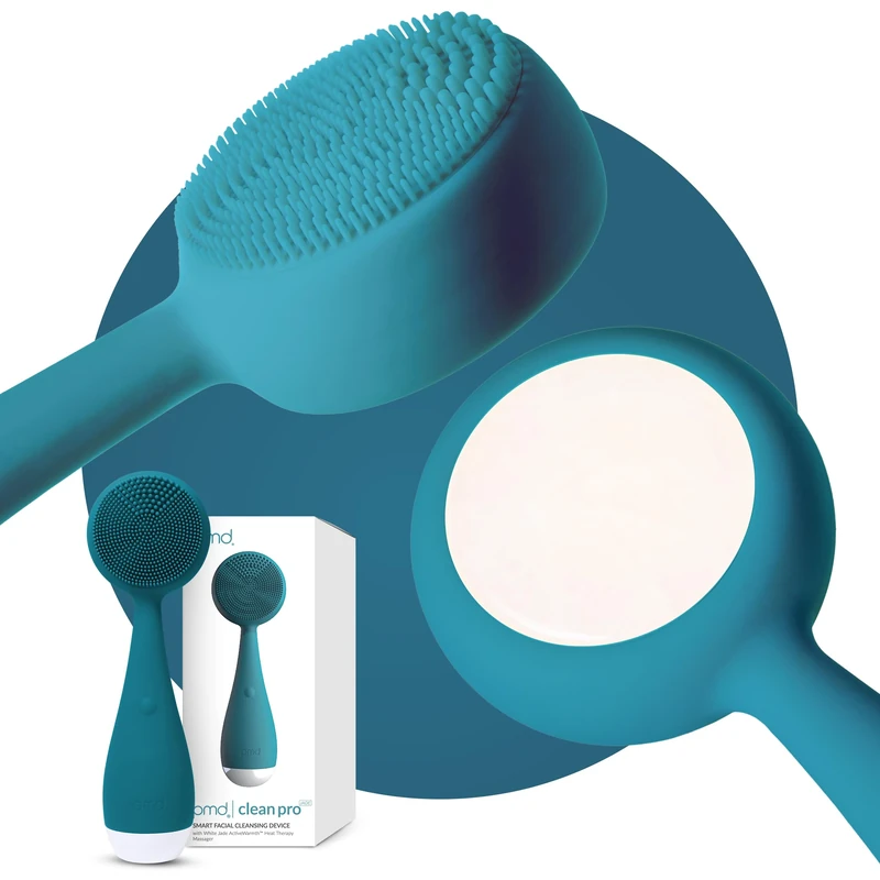 PMD Clean Pro Jade - Smart Facial Cleansing Device with Silicone Brush & Jade Gemstone ActiveWarmth Anti-Aging Massager - Waterproof - SonicGlow Vibration - Clear Pores & Blackheads - Image 1
