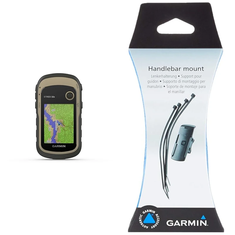 Garmin eTrex 22x GPS outdoor navigation 2.2 inch colour display, grey & Garmin Mount, secure attachment with cable ties