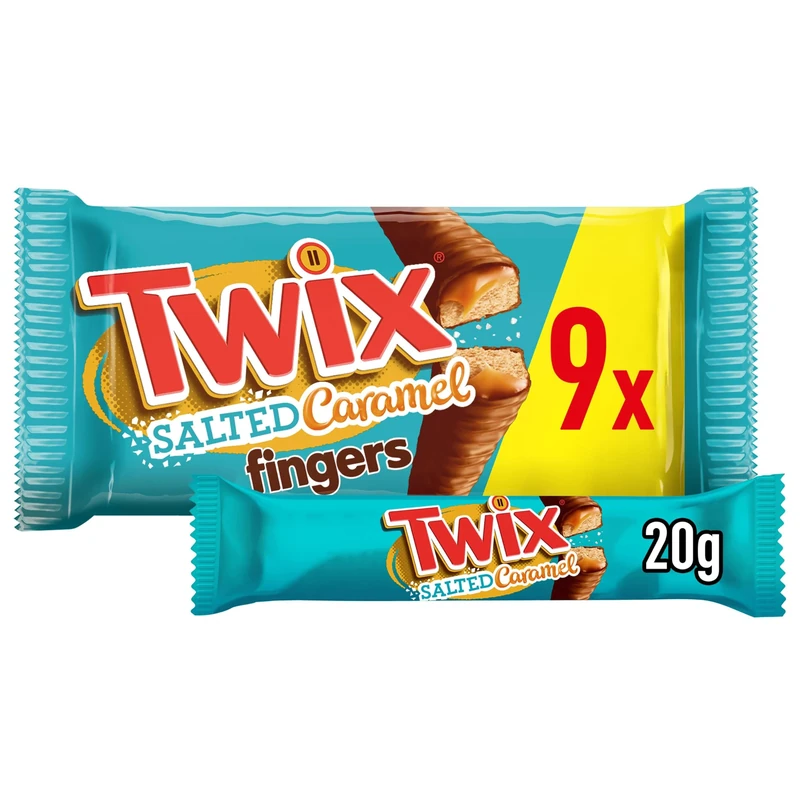 Twix Salted Caramel & Milk Chocolate Fingers Biscuit Snack Bars Multipack 9x20g