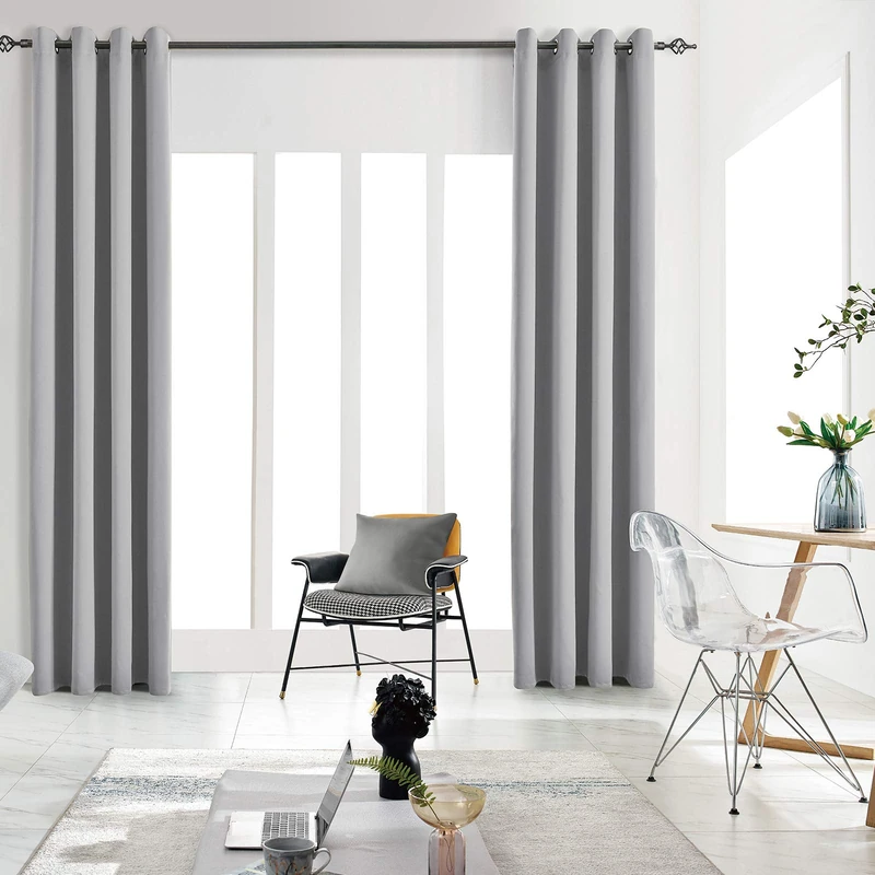 JSFLY Blackout Curtains for Bedroom 2 Panels 62 W x 106 L Long Light Gray