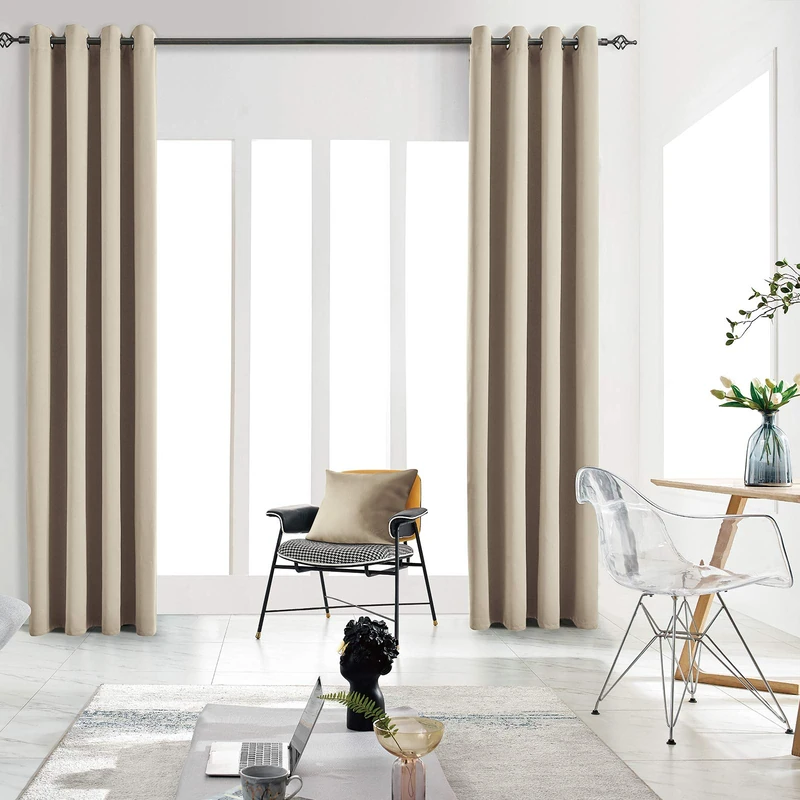 JSFLY Blackout Curtains for Bedroom 2 Panels 62 W x 106 L inch Long Beige