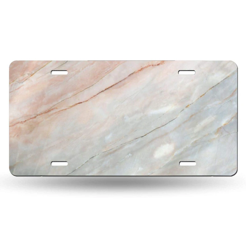 SJHKND white marble license plate cover vanity tag metal car plate novelty home decoration