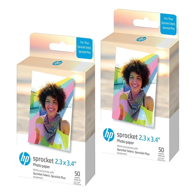 HP Sprocket 2.3 x 3.4 Premium Instant Zink Sticky Back Photo Paper (100 Sheets) Compatible with HP Sprocket Select and Plus Printers. - Image 1